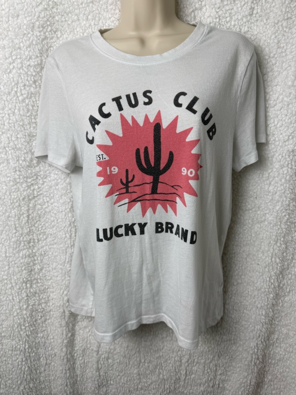 Lucky Brand White Tee with Black Logo Print